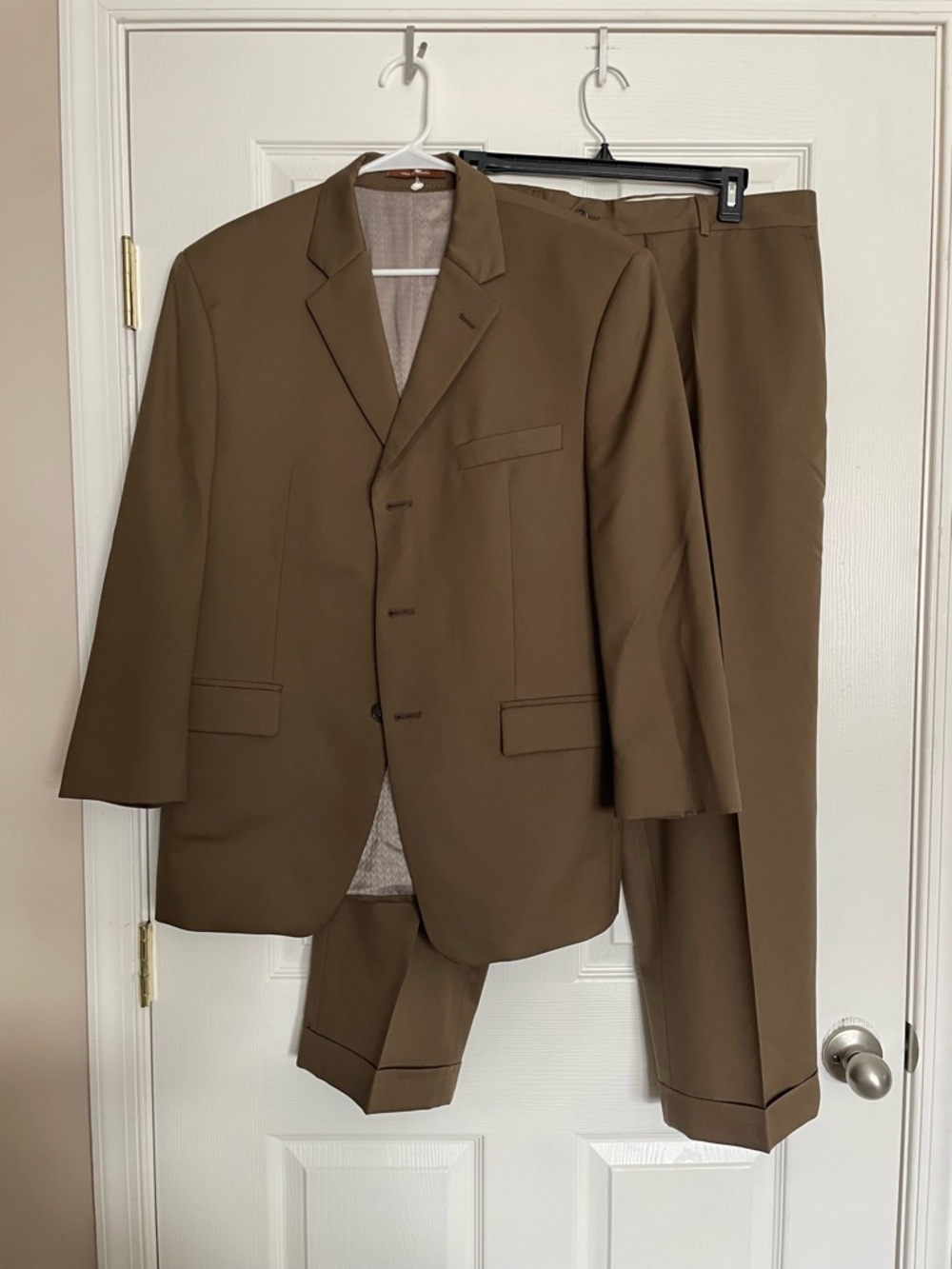 Michael Kors 100% Wool Men's 40S Brown Two-Piece Suit Jacket & Trousers